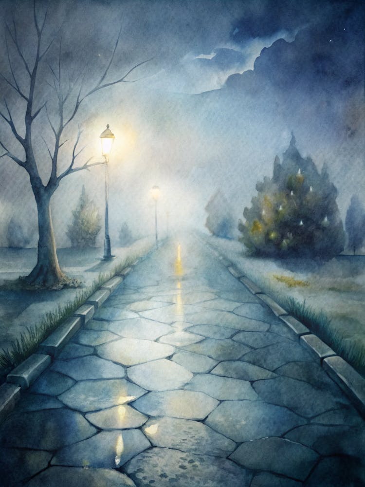A Chilling Road Scene With Broken Pavement Mist (1)
