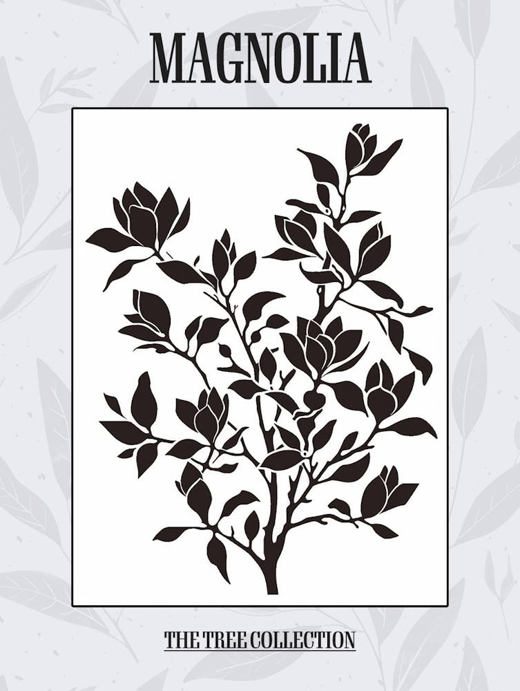 Magnolia Tree Simple Geometric Nature Stencil 3 Poster