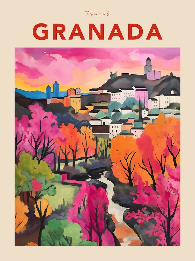 Granada Spain 4 Fauvist Travel Poster