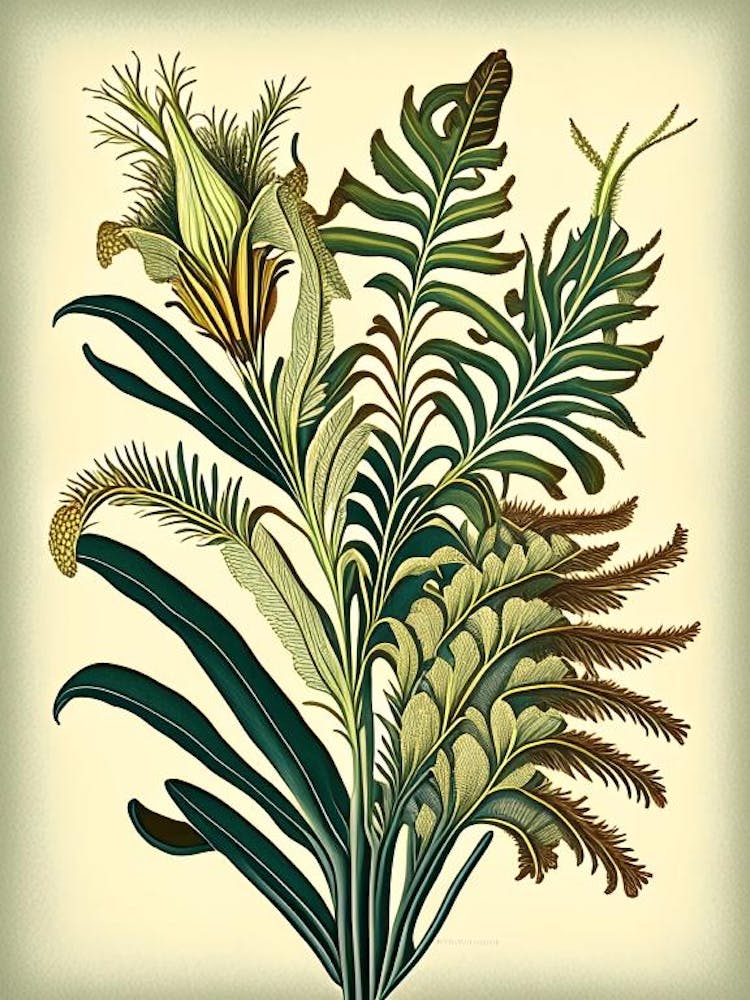 Kangaroo Paw Fern Vintage Botanical Poster