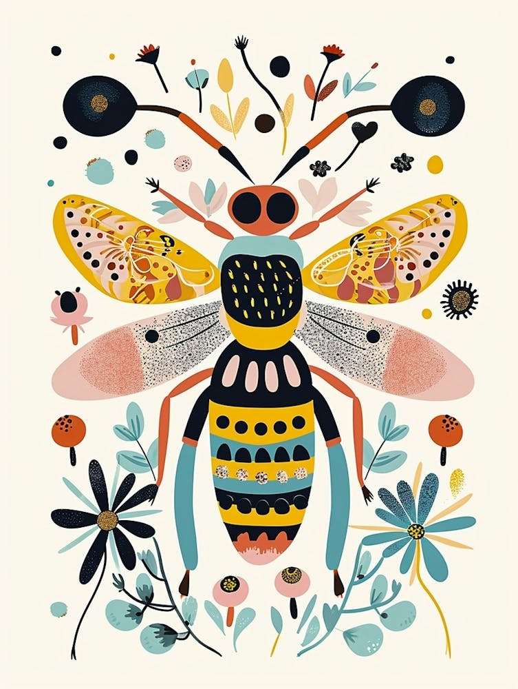 Colourful Insect Illustration Wasp 11