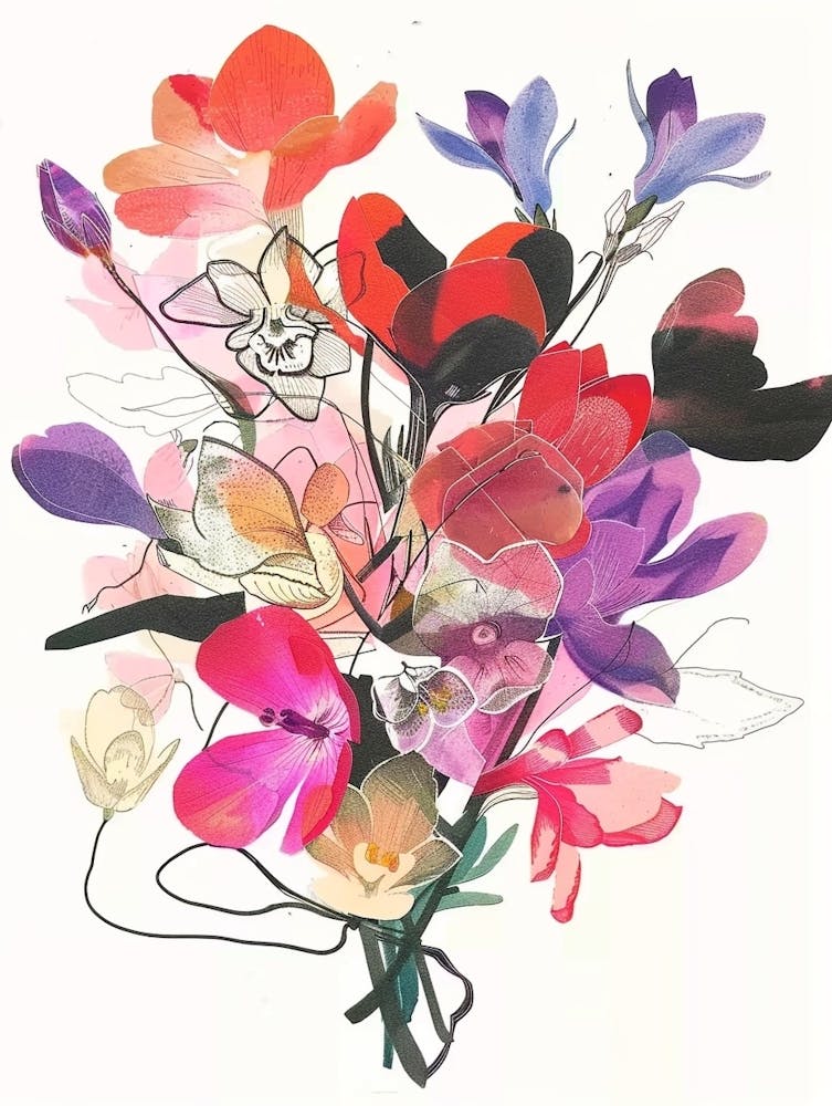 Cyclamen 1 Collage Flower Bouquet