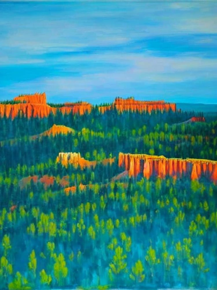 Bryce Canyon National Park United States Of America Blue Oil Painting 1 