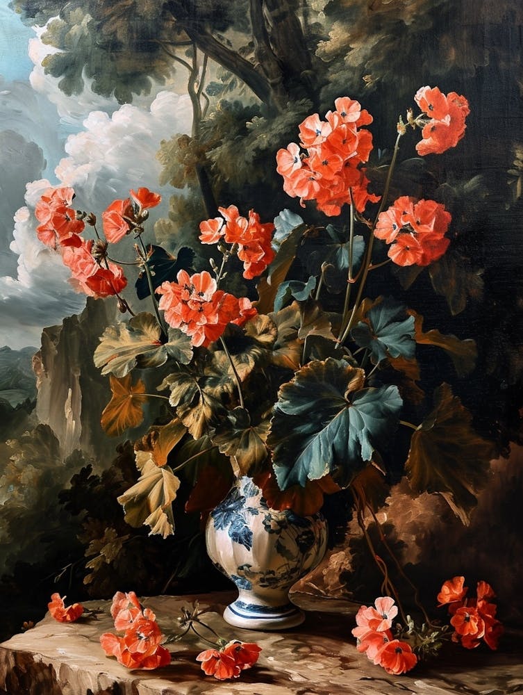 Baroque Floral Still Life Geranium 1