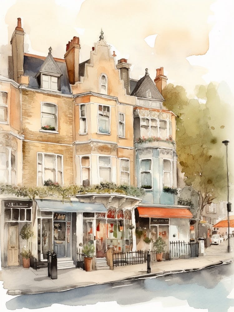 Wanstead London Neighborhood, Watercolour 4