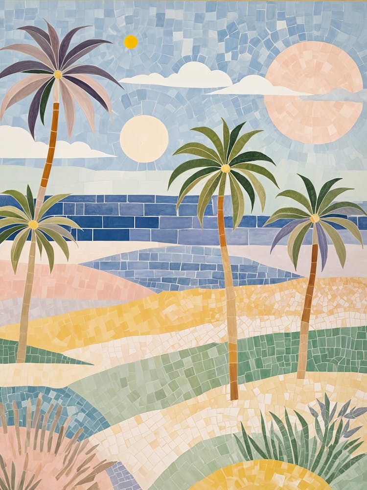 Pastel Palm Trees At The Beach