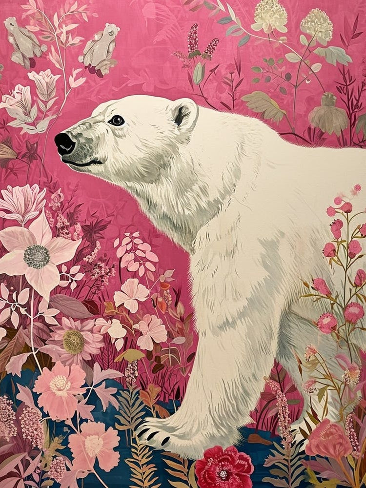 Floral Animal Painting Polar Bear 2