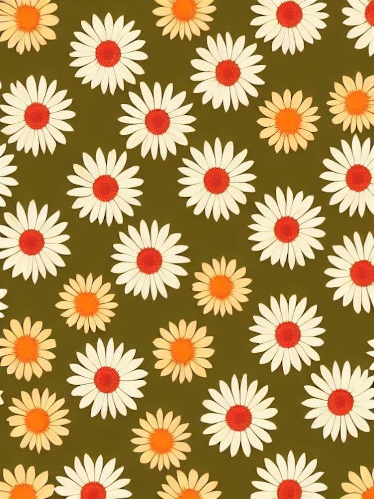 Daisies Repeat Retro Flower