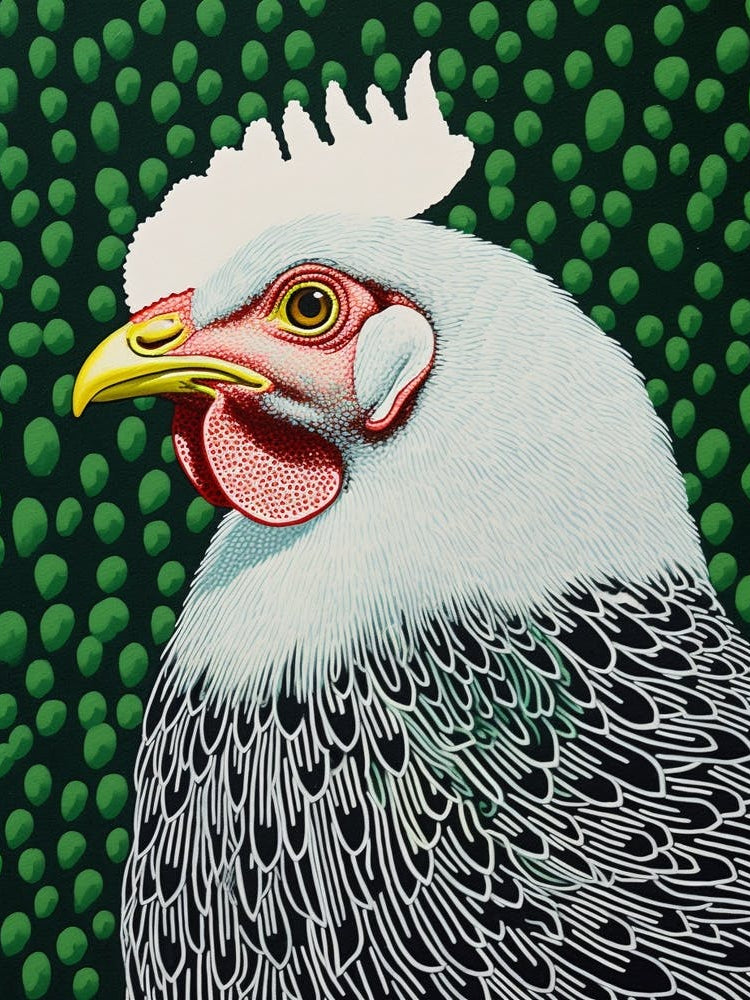 Ohara Koson Inspired Bird Painting Chicken 7