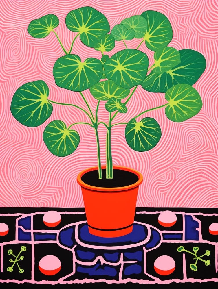 Pink And Red Plant Illustration Chinese Money Plant 1