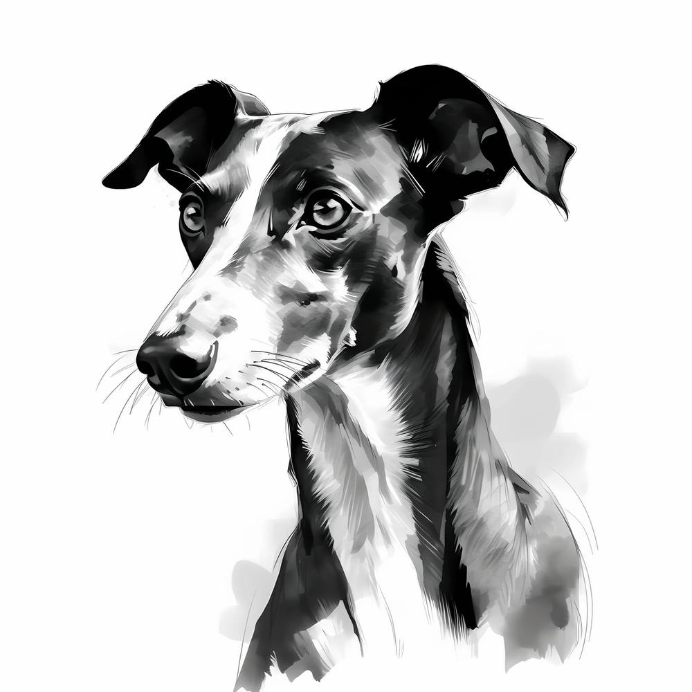 Black and White Greyhound drawing 1