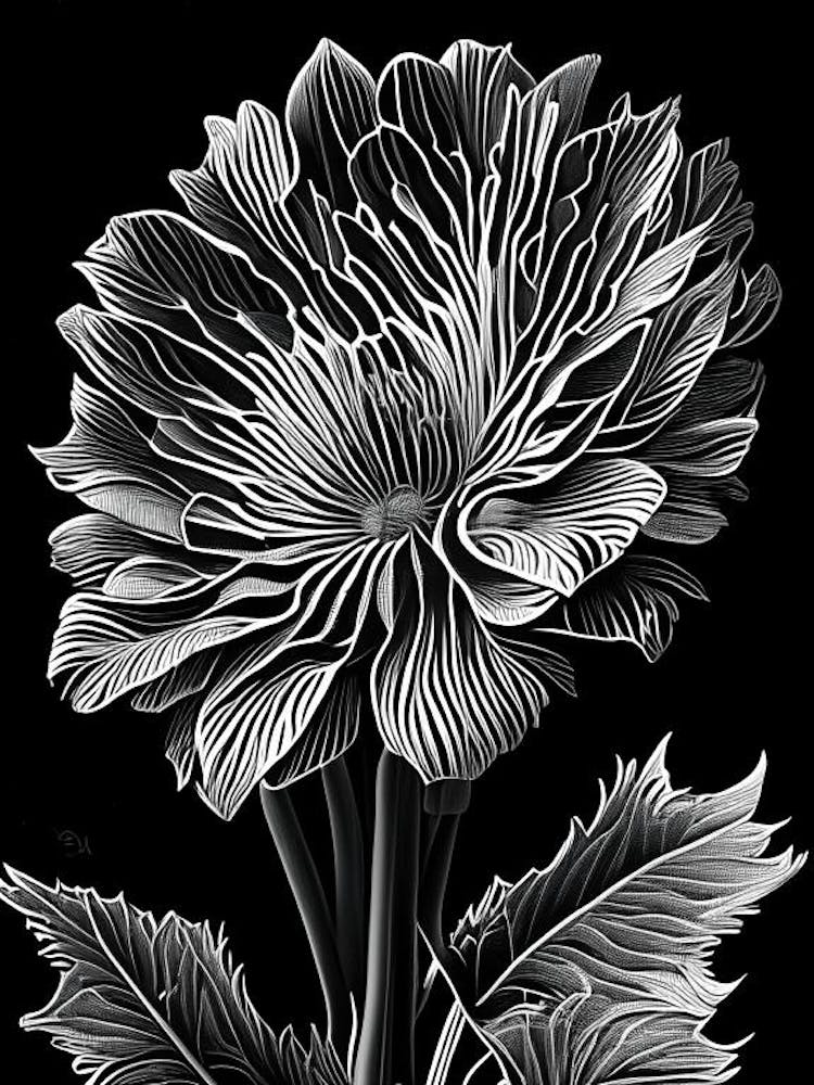 Calendula Leaf Linocut 3