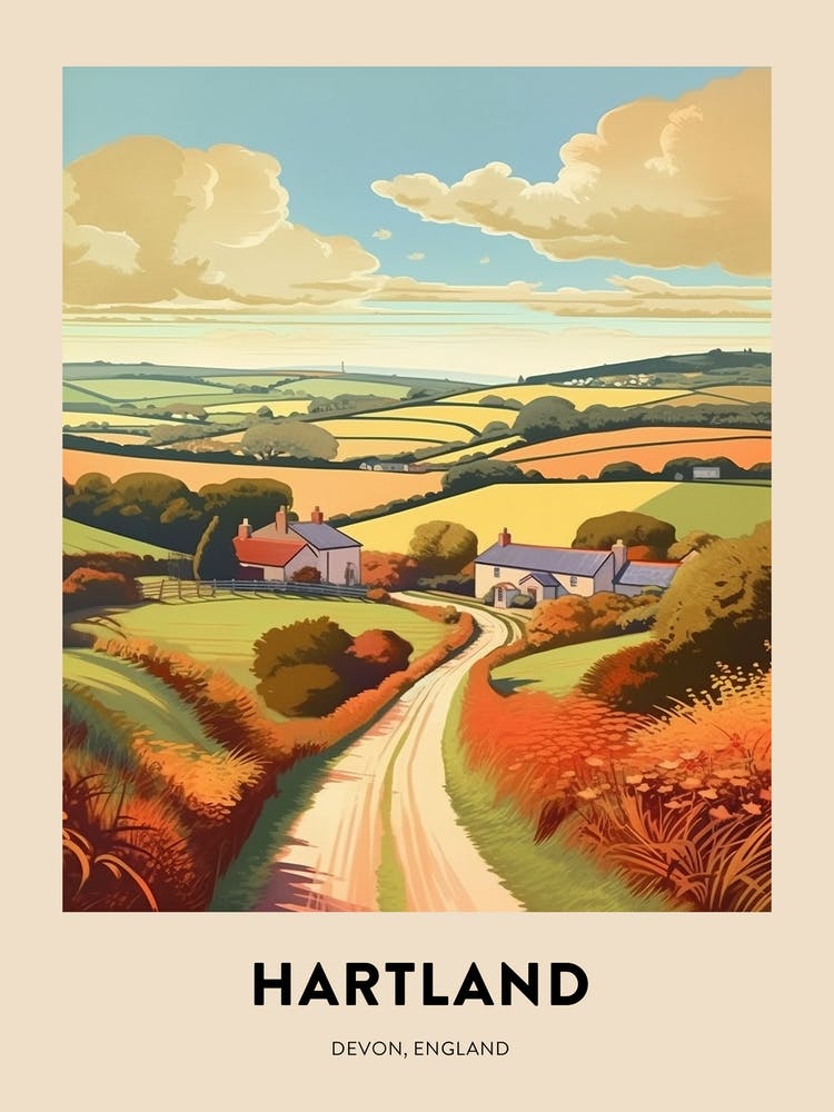 Devon Vintage Travel Poster Hartland 2