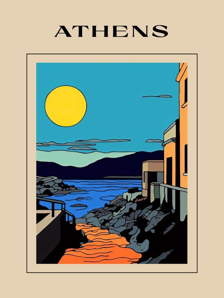 Minimal Design Style Of Athens, Greece 2 Poster