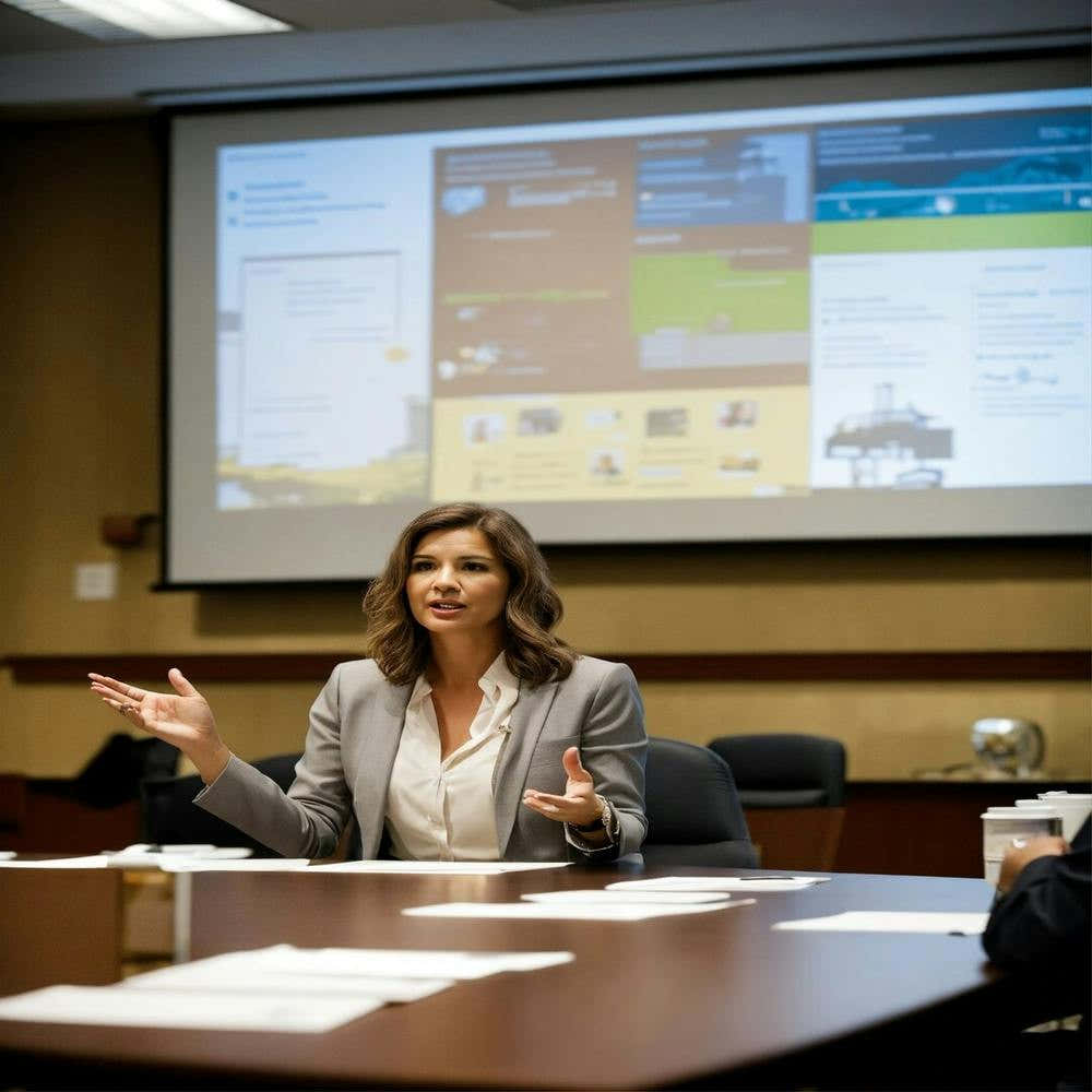 A Career Coach Stands At The Front Of A Well Lit T