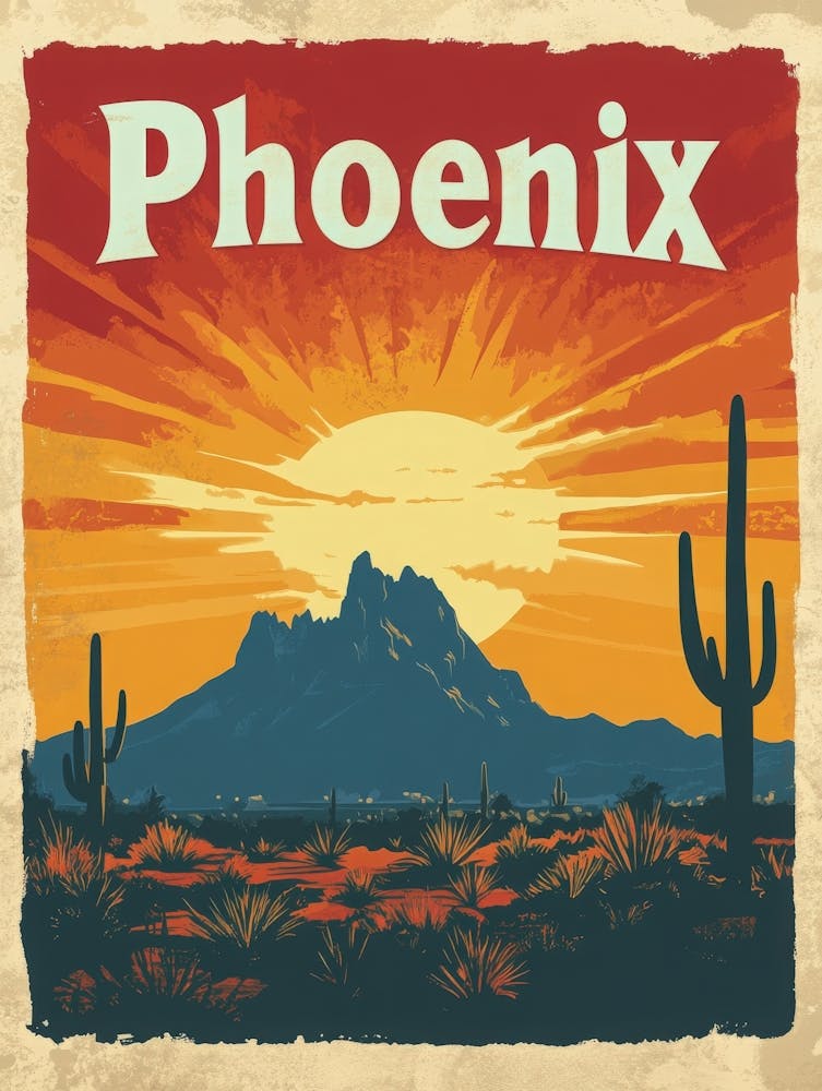 Aihrgdesign A Vintage Travel Poster Of Phoenix Featuring The 3