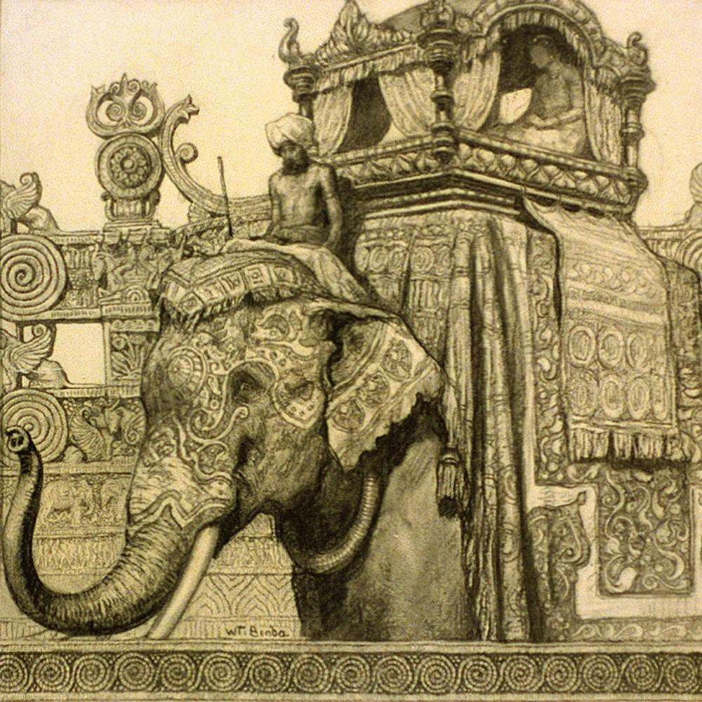 Elefant mit Howdah (Zwischen 1890 und 1934) Von Wladyslaw Theodore Benda