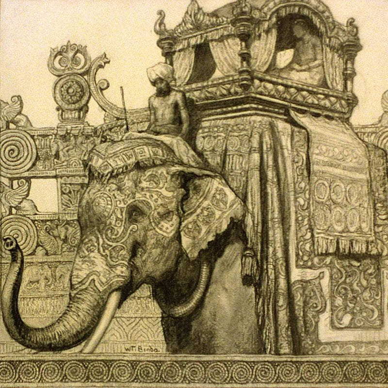 Elefant mit Howdah (Zwischen 1890 und 1934) Von Wladyslaw Theodore Benda