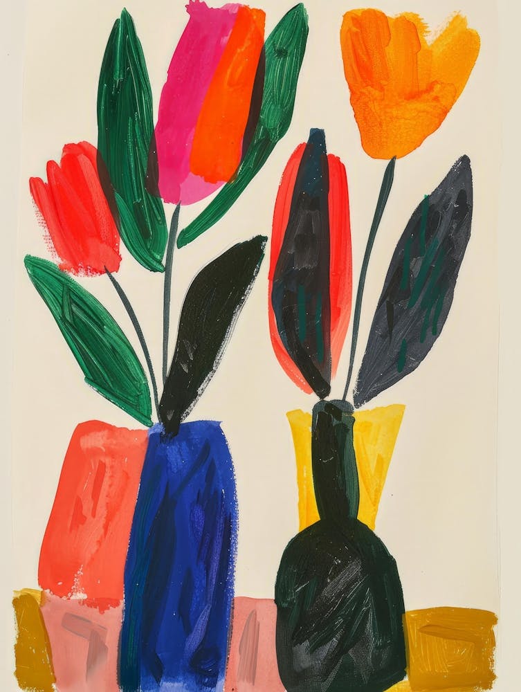 Tulips In Vases