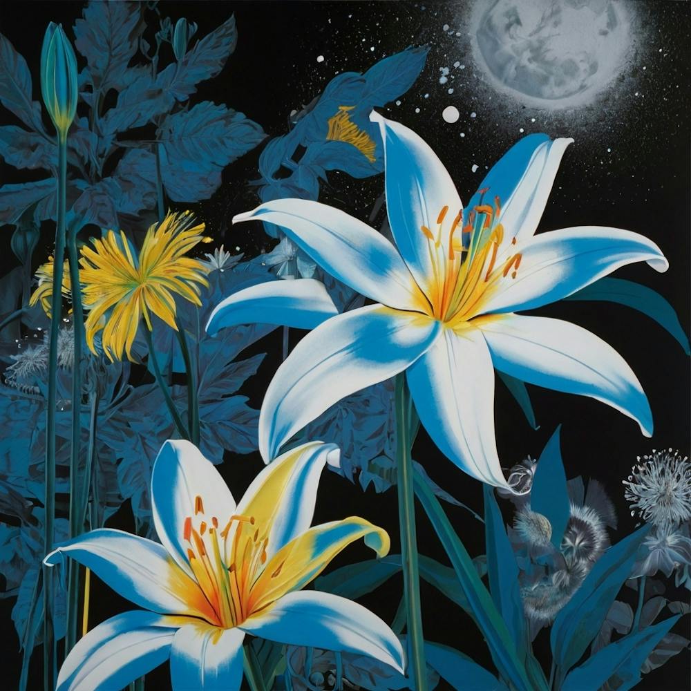 Default Lunar Lilies Serigraph On Fabric Squeegee Technique Po 1