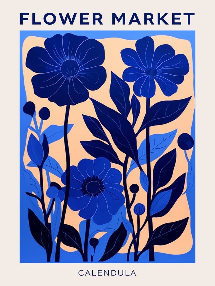 Blue Flower Market Poster Calendula 4