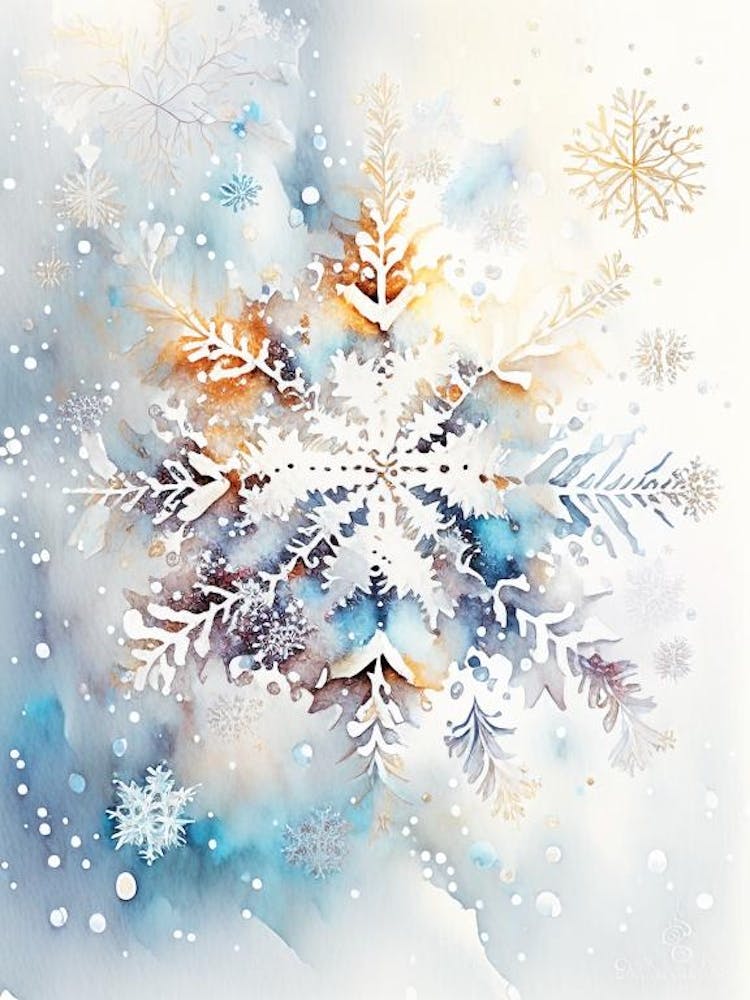 Intricate, Snowflakes, Storybook Watercolours 1