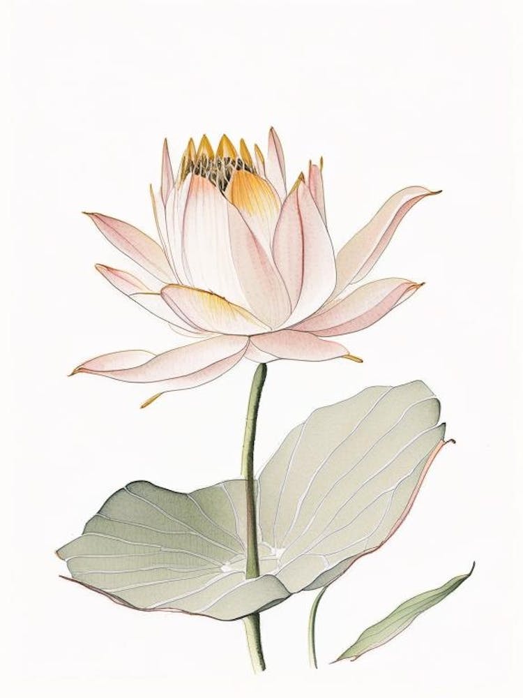 Illustration au Crayon Lotus Américain 5