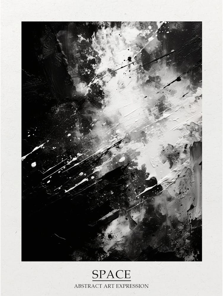 Space Abstract Black And White 4 Poster