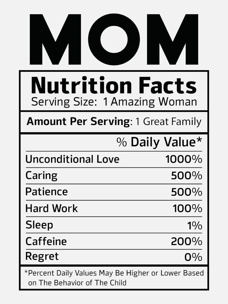 Funny Mom Nutrition Facts1