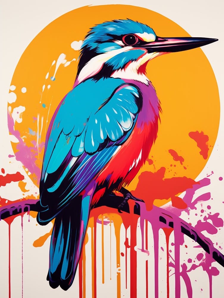 Andy Warhol Style Oiseau Martin-pêcheur 2