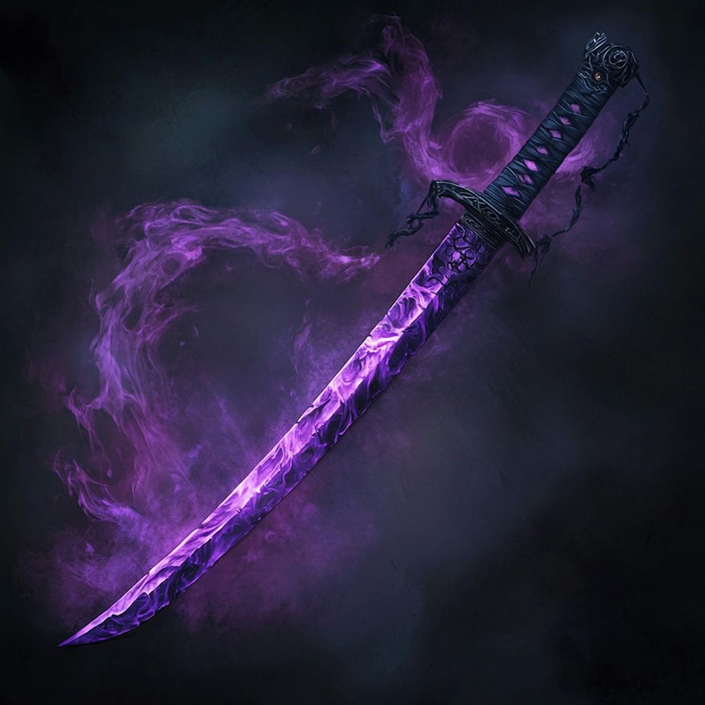 Dnd 5e Magical Katana, The Soul Reaper, A Purple Void Katana Made From The Darkness Of Evil Souls