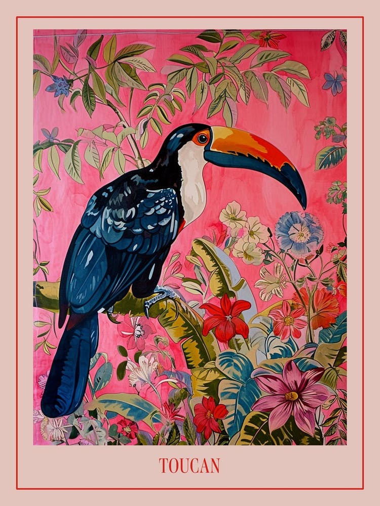 Floral Animal Painting Toucan 1 Poster
