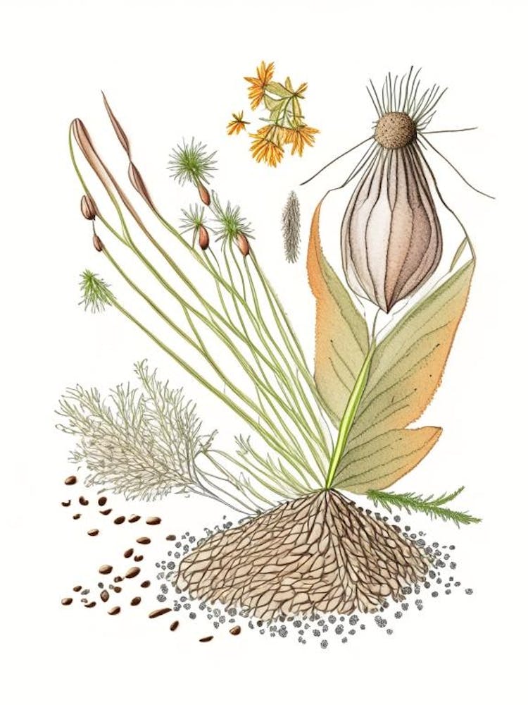 Graines de Carvi Épices et Herbes - Illustration au Crayon 1