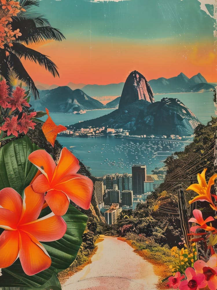 Rio De Janeiro   Floral Retro Collage Style 3