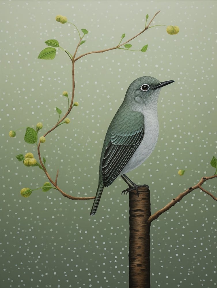 Ohara Koson Inspired Bird Painting Robin 2