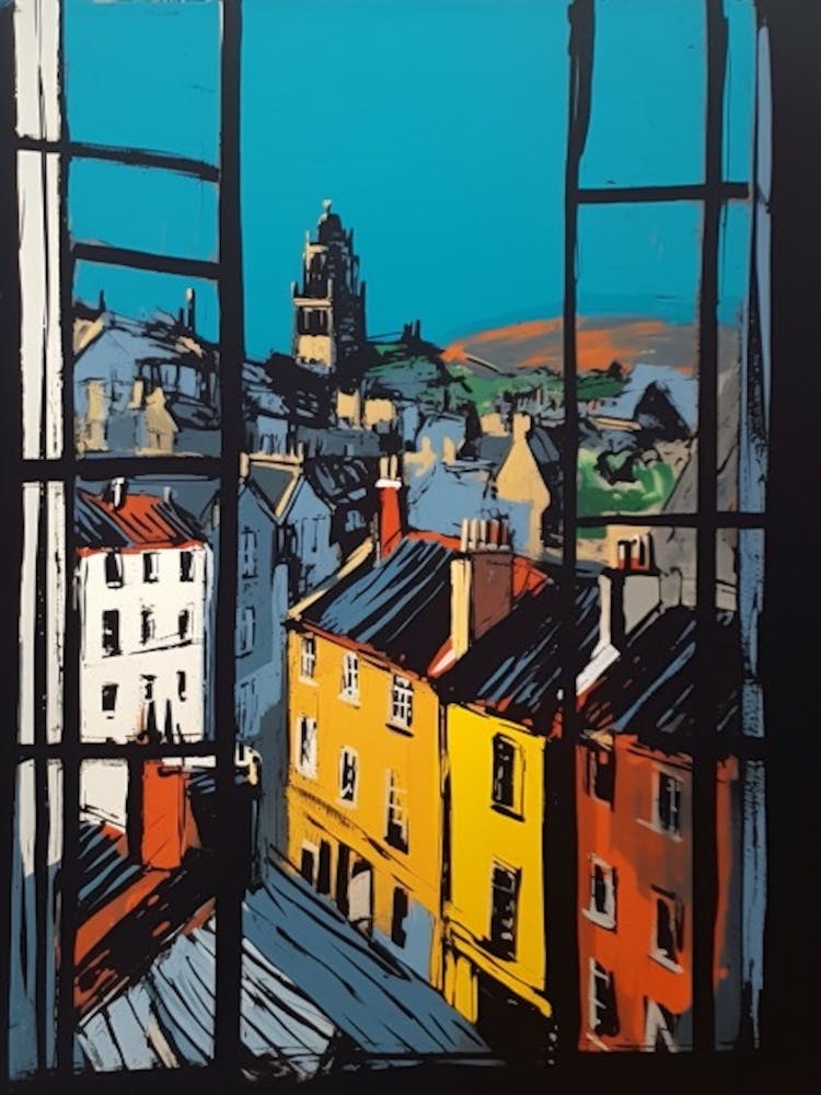 Window View Of Edinburgh Scotland In The Style Of Pop Art 2