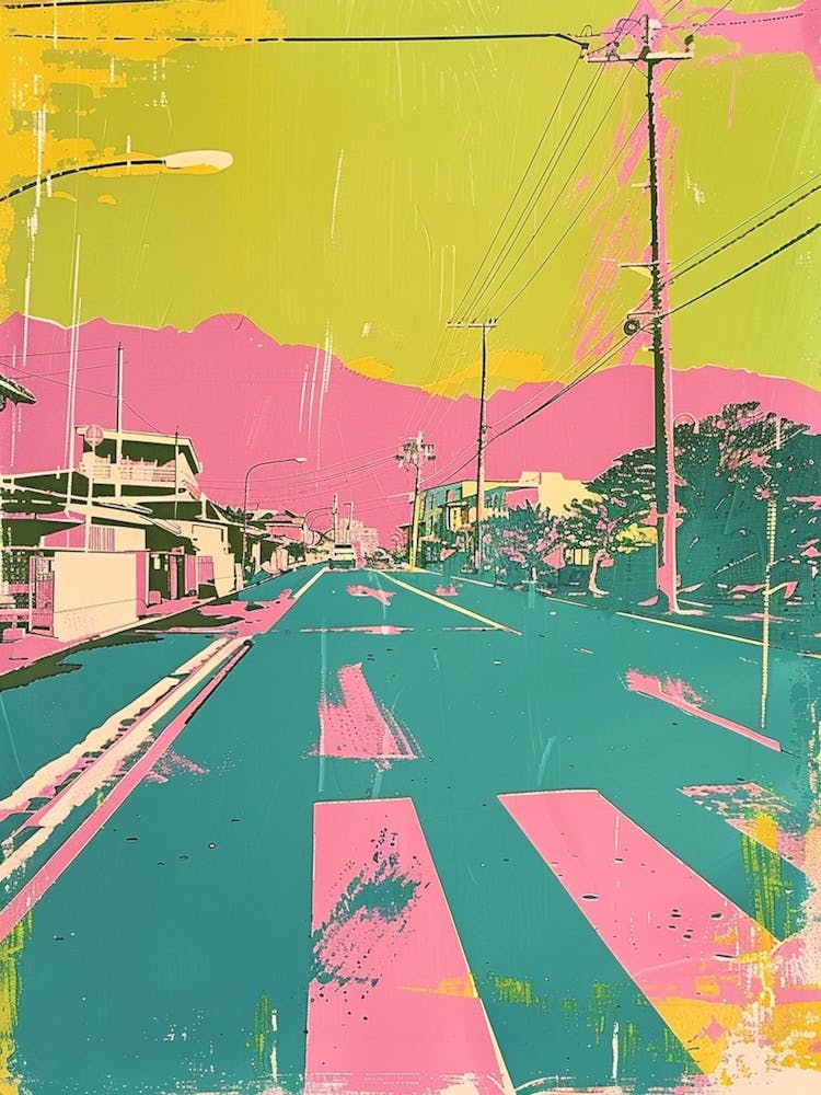 Okinawa Japan Retro Duotone Silkscreen 1