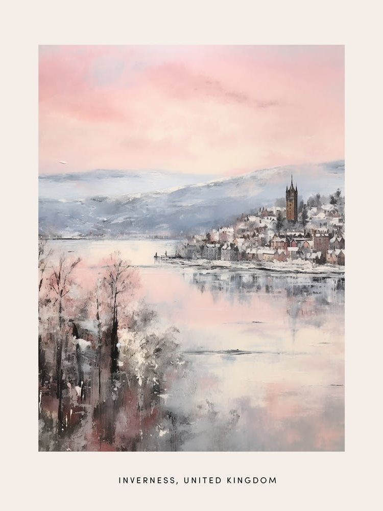 Dreamy Winter Painting Poster Inverness United Kingdom 3