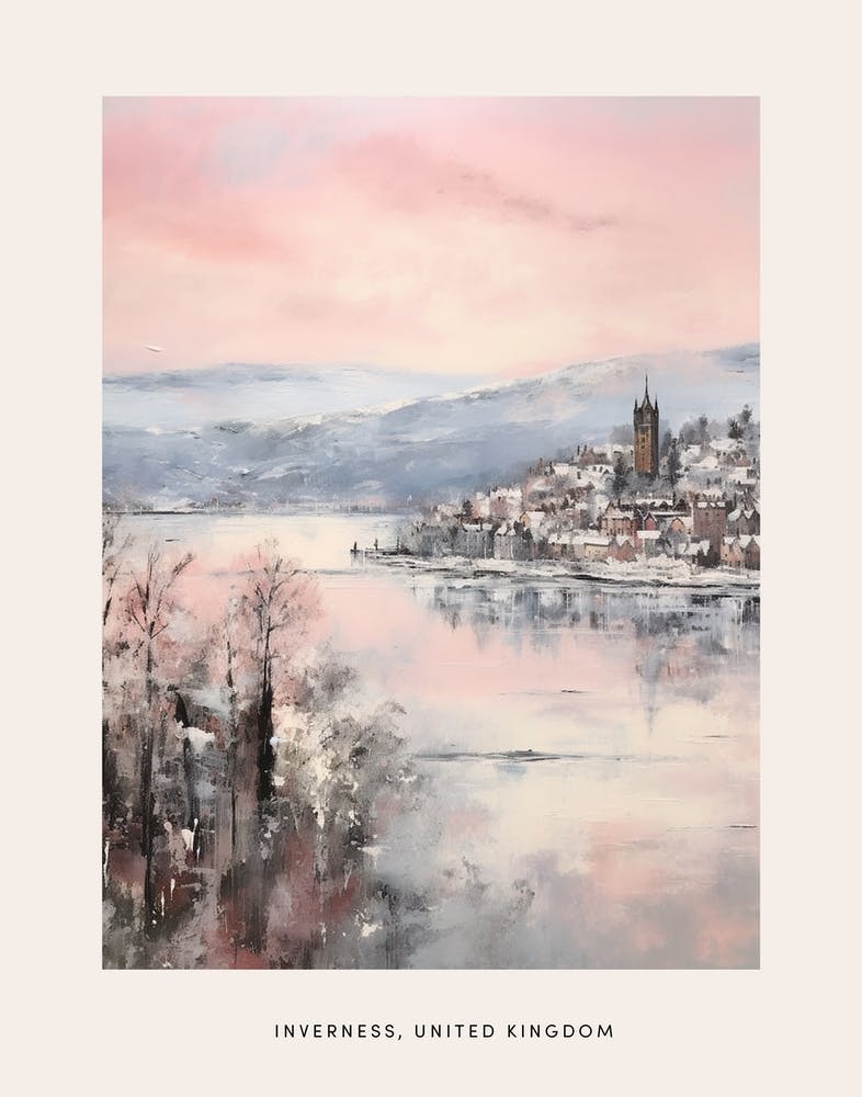 Dreamy Winter Painting Poster Inverness United Kingdom 3