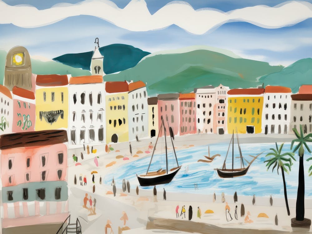 Trieste Italy Cute Watercolour Illustration 1