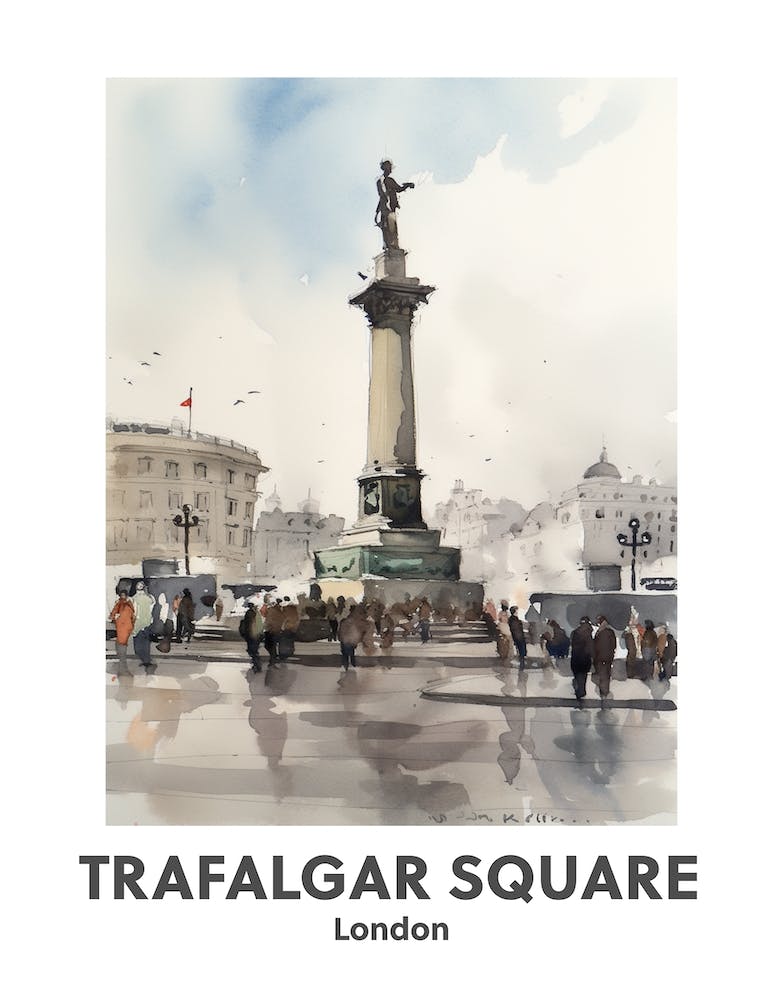 Trafalgar Square, London 1 Watercolour Travel Poster