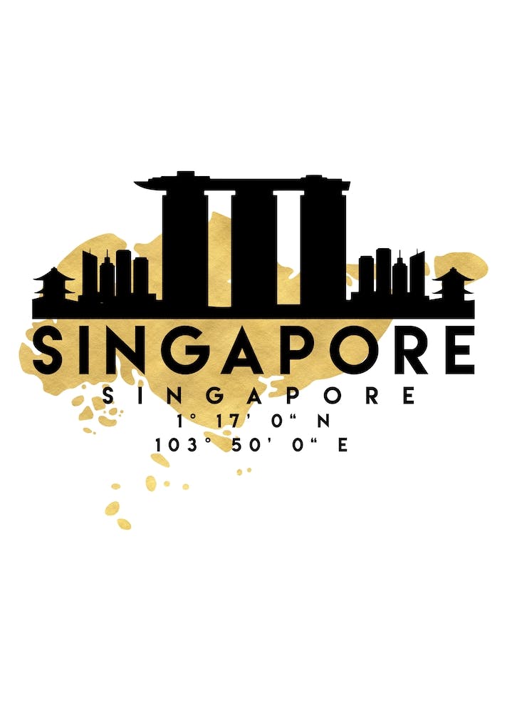 Singapore Silhouette City Skyline Map