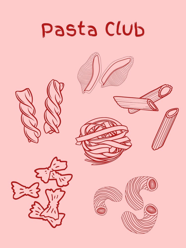Pasta Club Poster Pink & Red