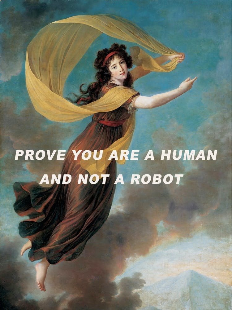 Prove you are a human and not a robot. Funny Typography Collage