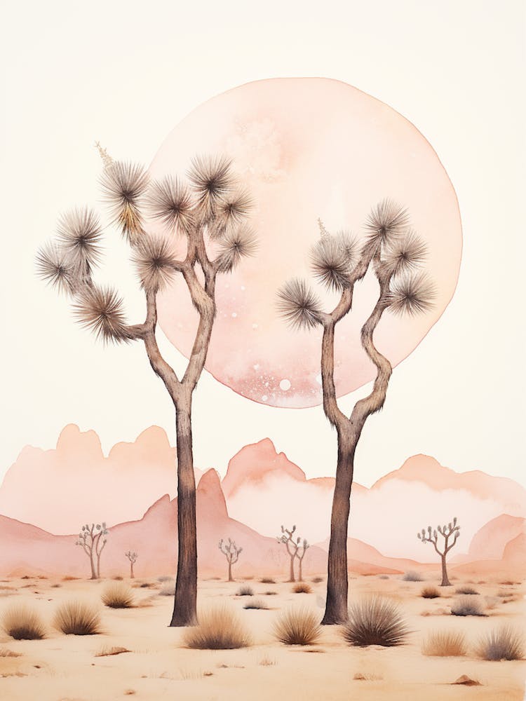  Minimalist Joshua Trees At Dawn In Desert Line Art 1