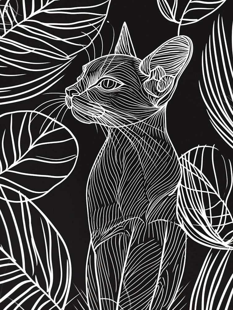 Singapura Cat Minimalist Illustration 1