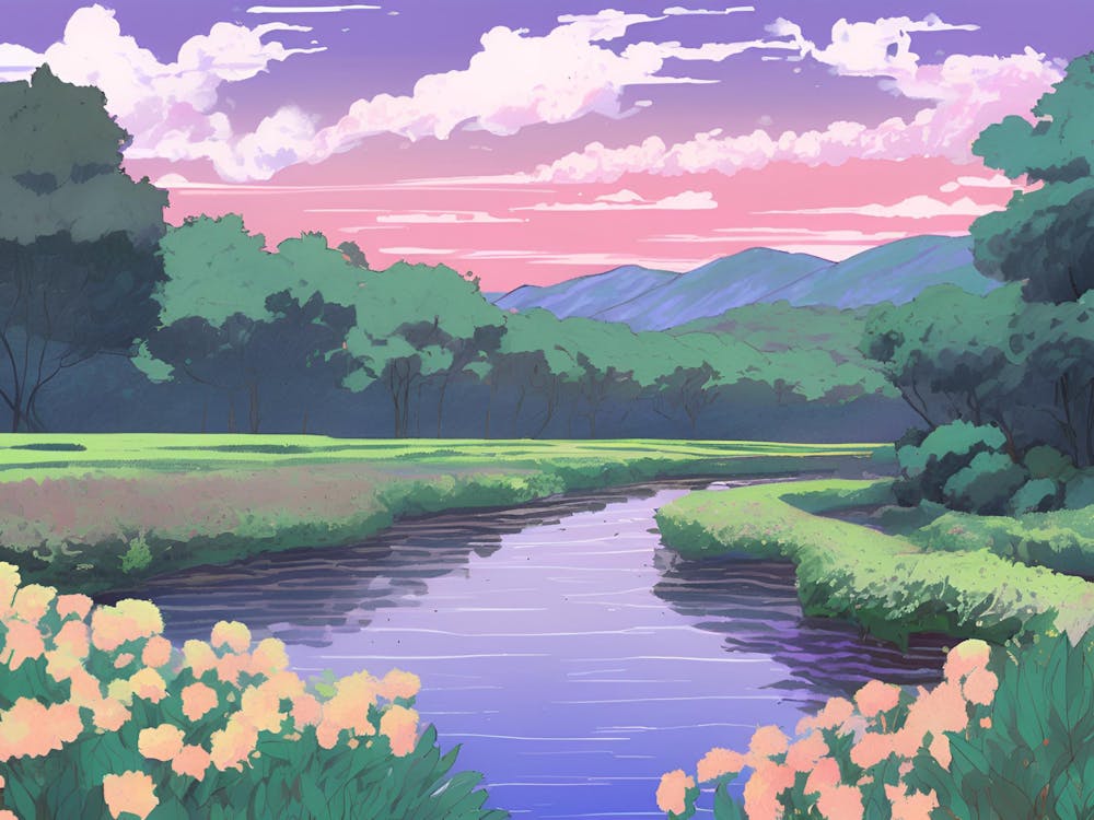 River In A Field