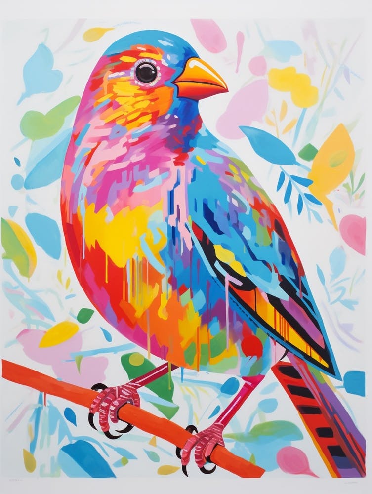 Peinture d'oiseau colorée - Pinson 2