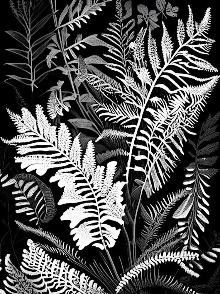 Bracken Fern Wildflower Linocut