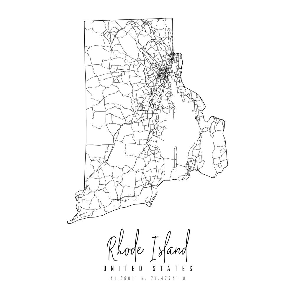 Rhode Island Minimal Street Map Square